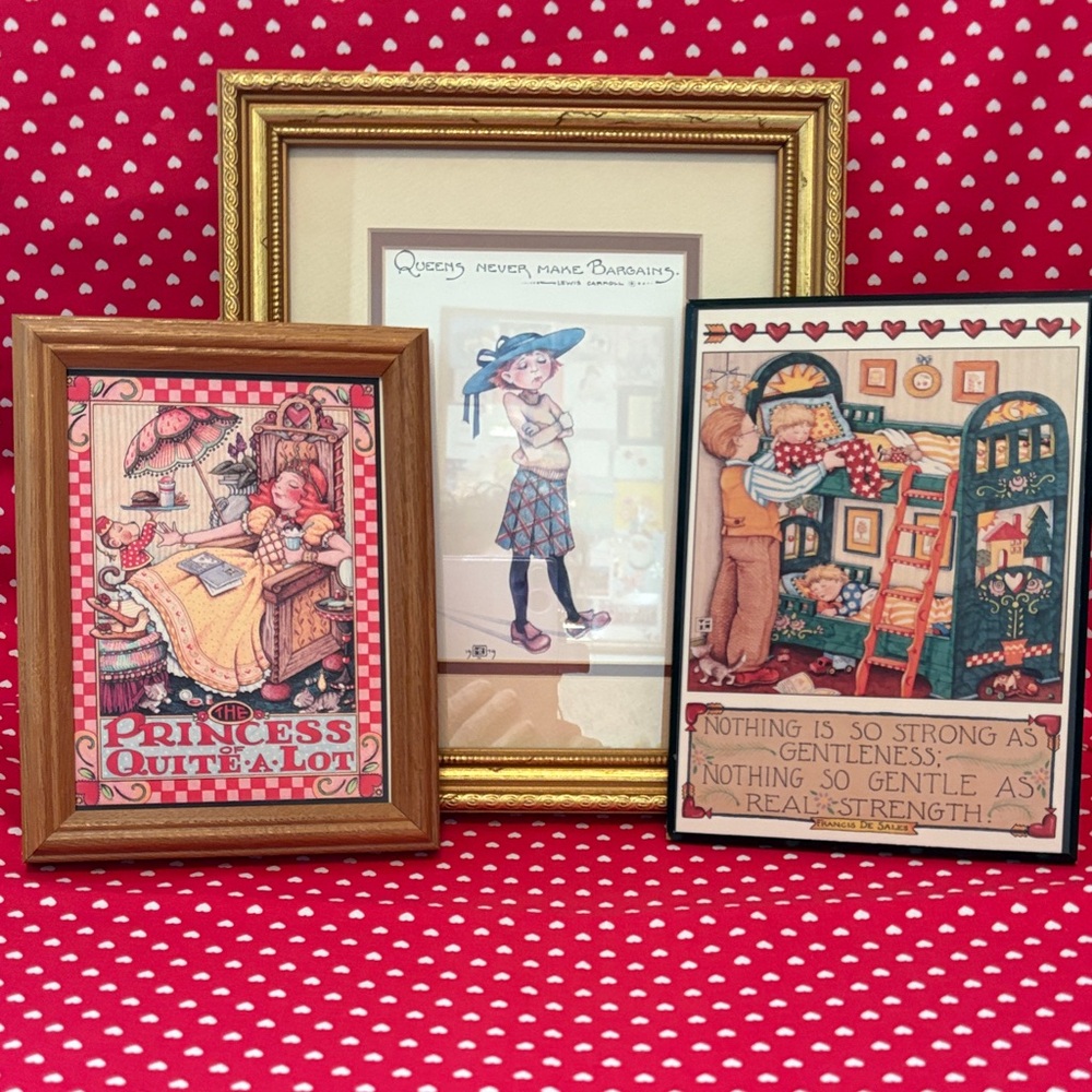 Mary Engelbreit Framed Art Set - Red, Blue, Brown